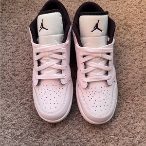 Jordan White and Black Low-Top Sneakers with Perforated Design